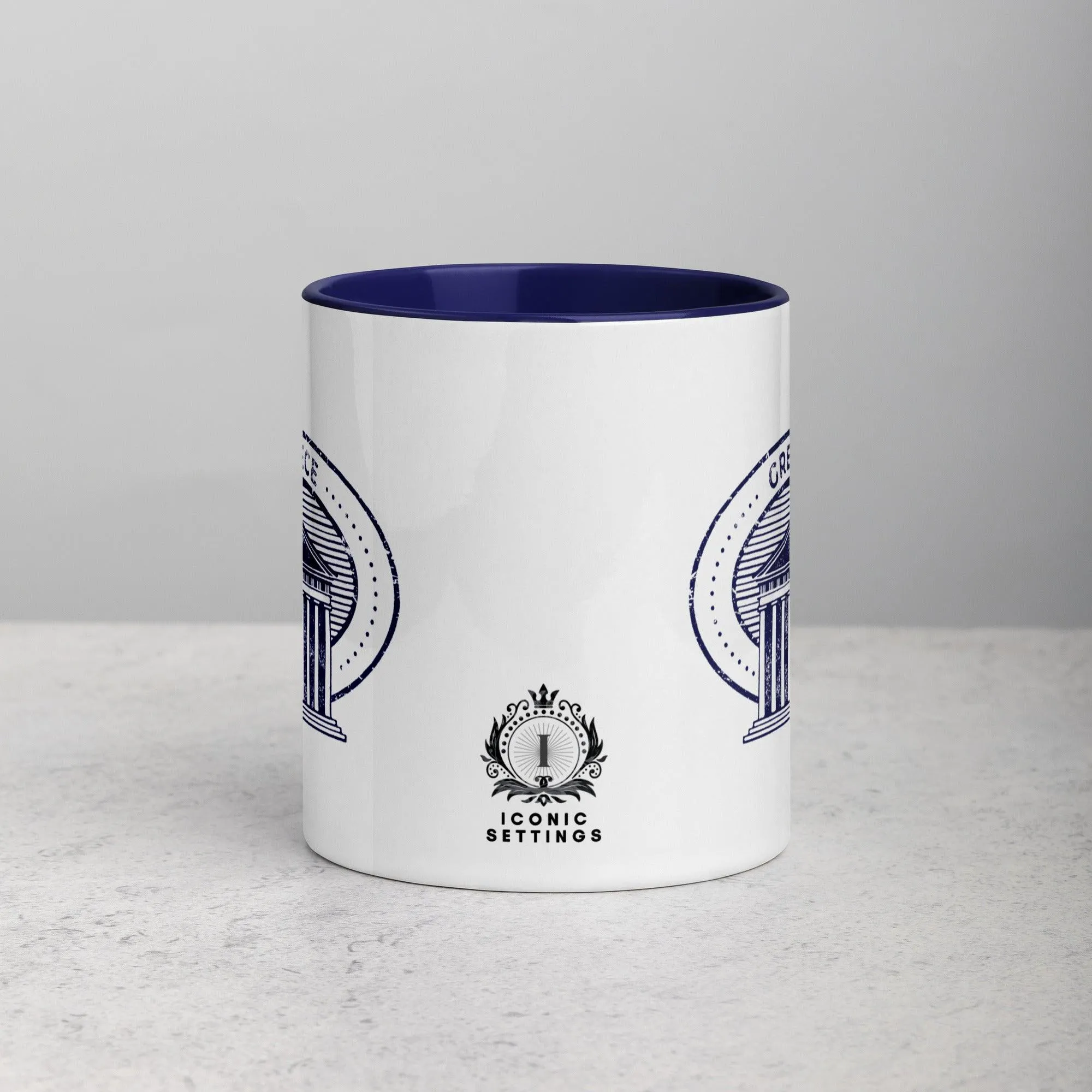 Greece Parthenon Mug with Color Inside - Dark Blue