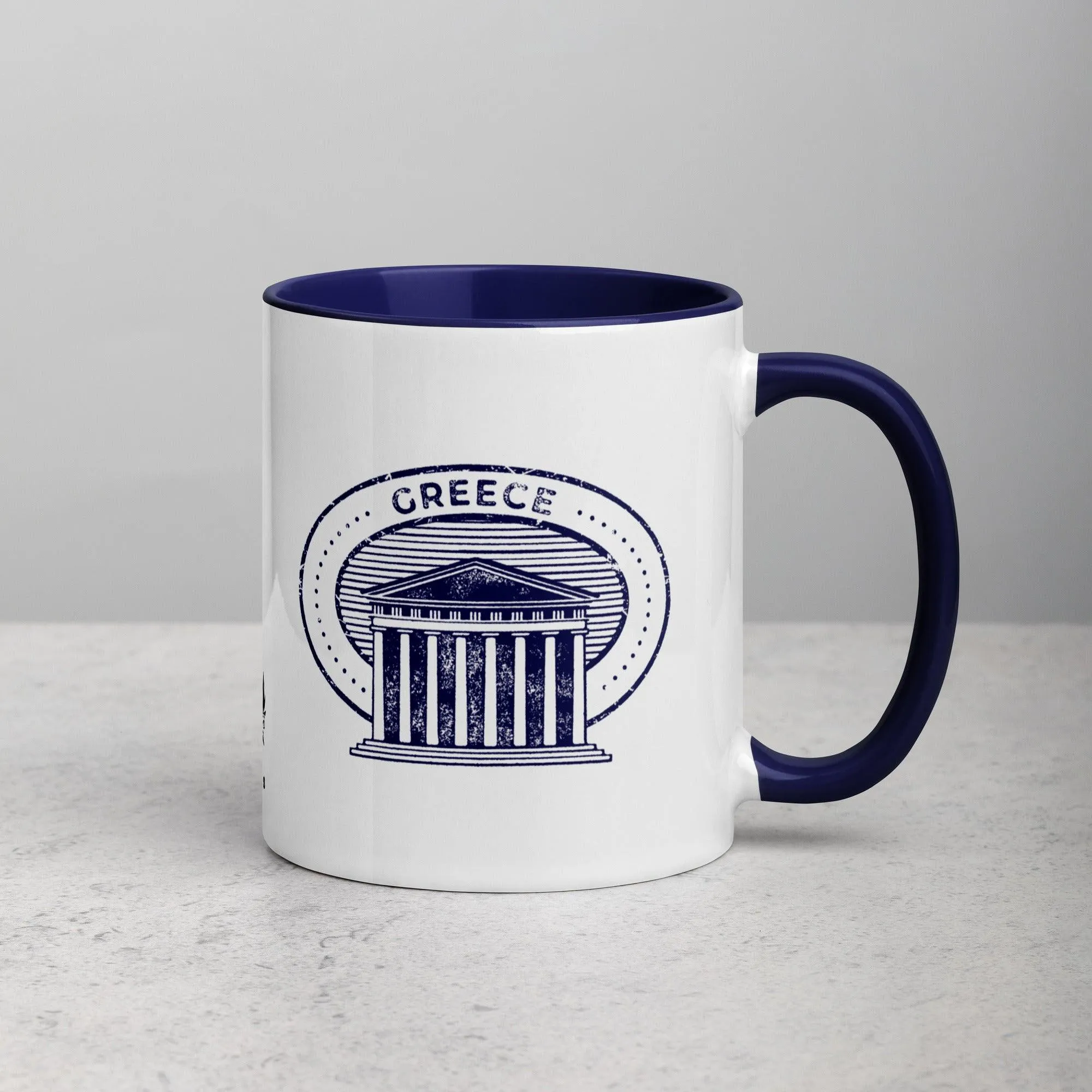 Greece Parthenon Mug with Color Inside - Dark Blue