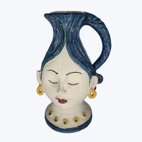 Hand-Painted Blue-Haired Lady Jug