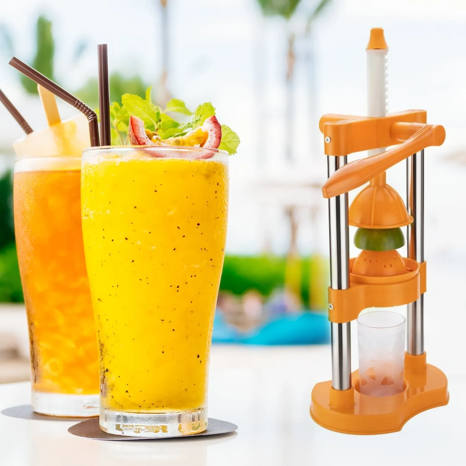 Hand Pressure Juicer With Glass Manual Cold Press Juice Machine  Instant Make Juice Squeezer, Fruits Juicer, Juice Maker, Orange Juice Extractor For Fruits & Vegetables, Orange