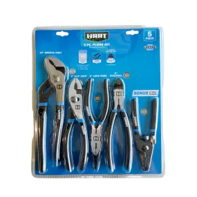 HART 5-Piece Plier Set, Chrome Vanadium Steel and Chrome Nickel Steel