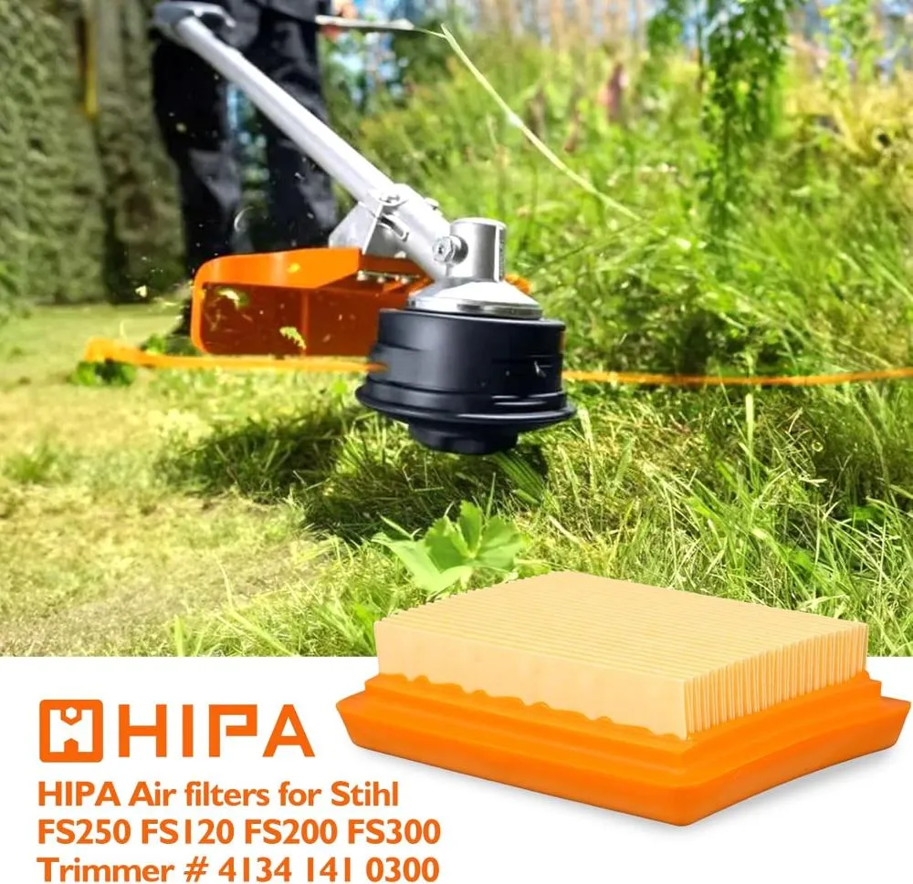 Hipa 2 Pack Air Filter For Stihl FS120 FS200 FS250 FS300 FS350 FS400 FS450 Trimmer Brush Cutter Replace 41341410300 4180-141-0300