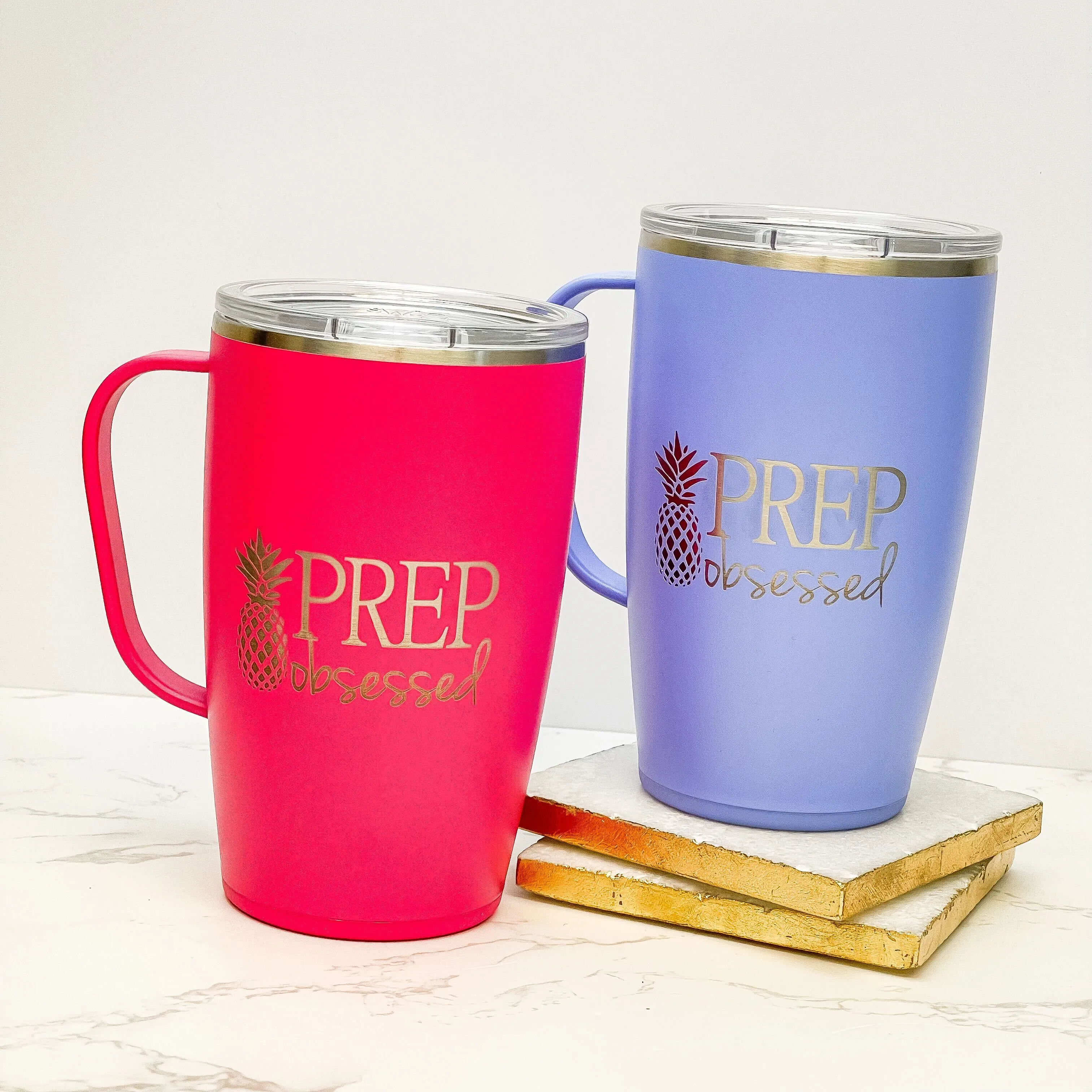 Hot Pink Prep Obsessed 18 oz Stainless Steel Travel Mug by Swig