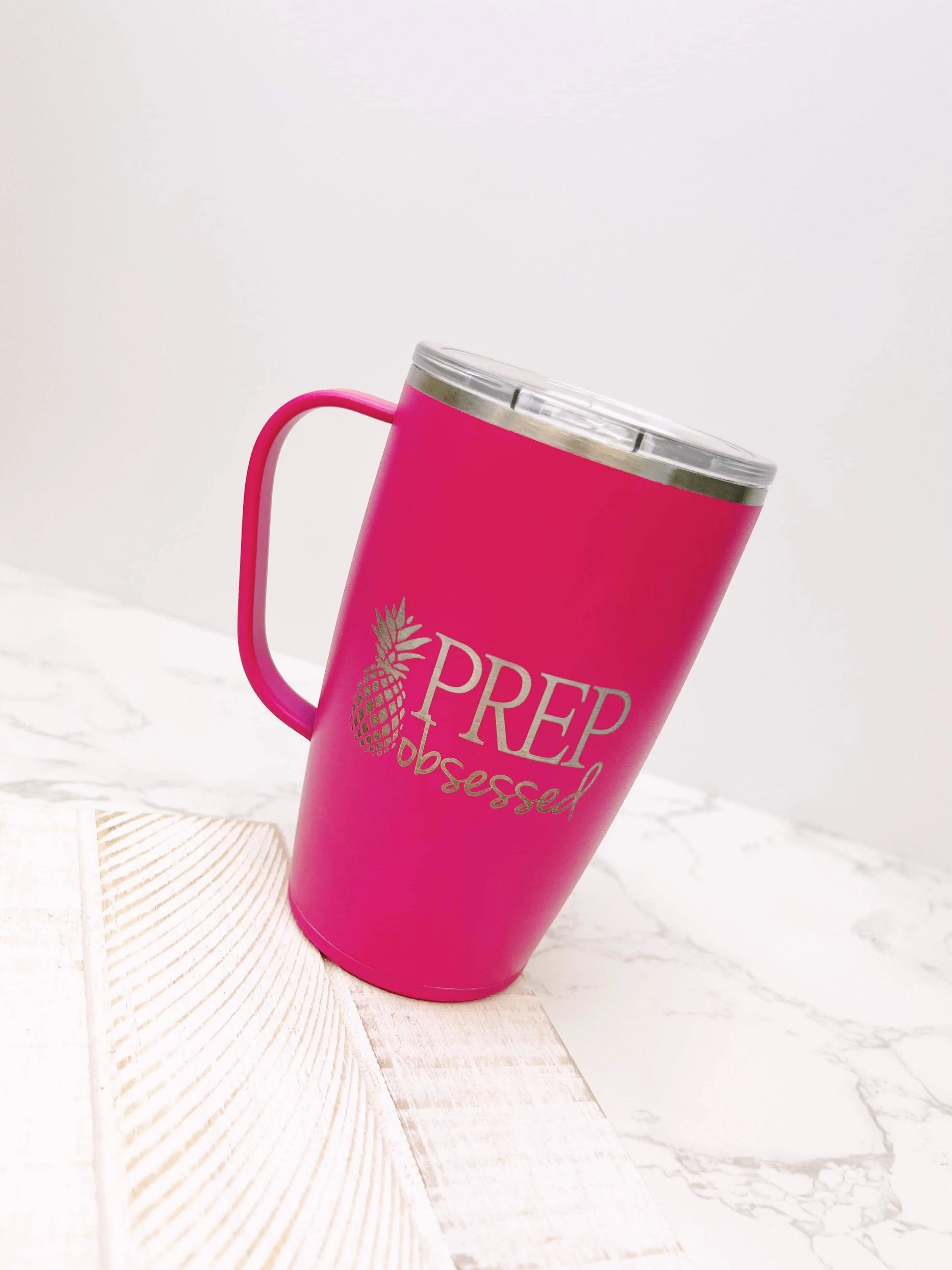 Hot Pink Prep Obsessed 18 oz Stainless Steel Travel Mug by Swig