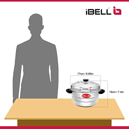 iBELL IP21P3SM High Food Grade Idly Pot Stainless Steel, Idli Pot with Steamer & Mini Idli Plate, 3 Idli Plates / 21 Idlies (Silver)