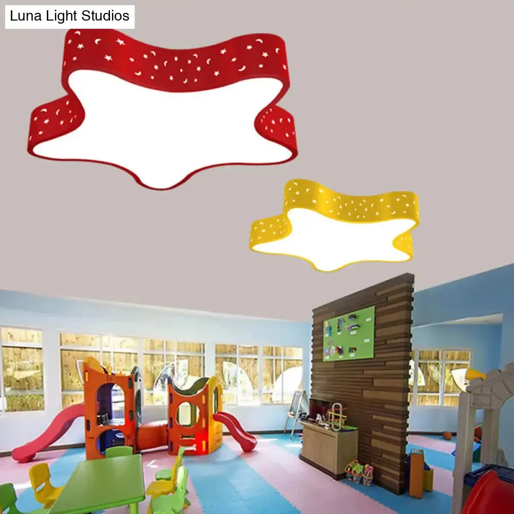 Kids LED Star Shaped Ceiling Fixture in Red/Pink/Yellow