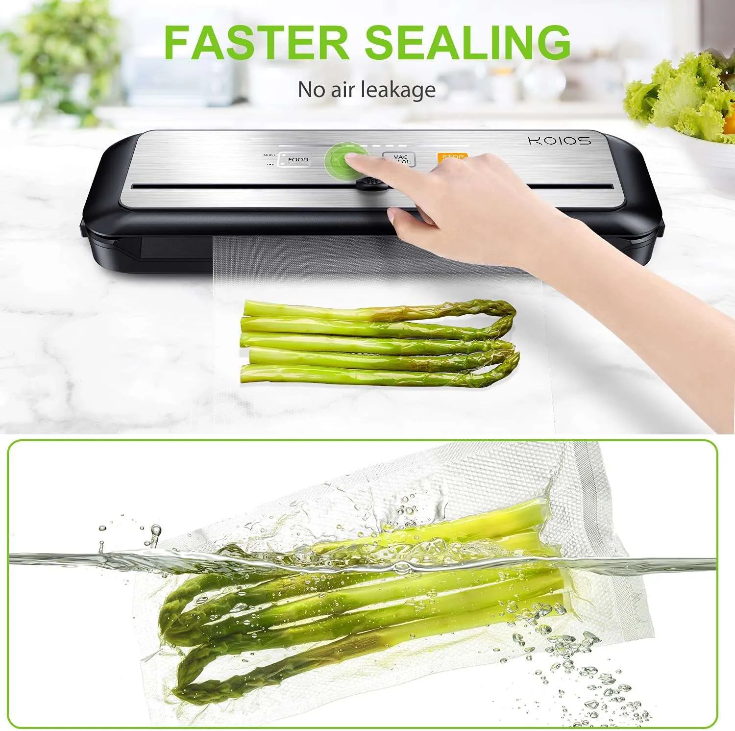 KOIOS VS6621 86Kpa Vacuum Sealer with Cutter, Dry & Moist Modes