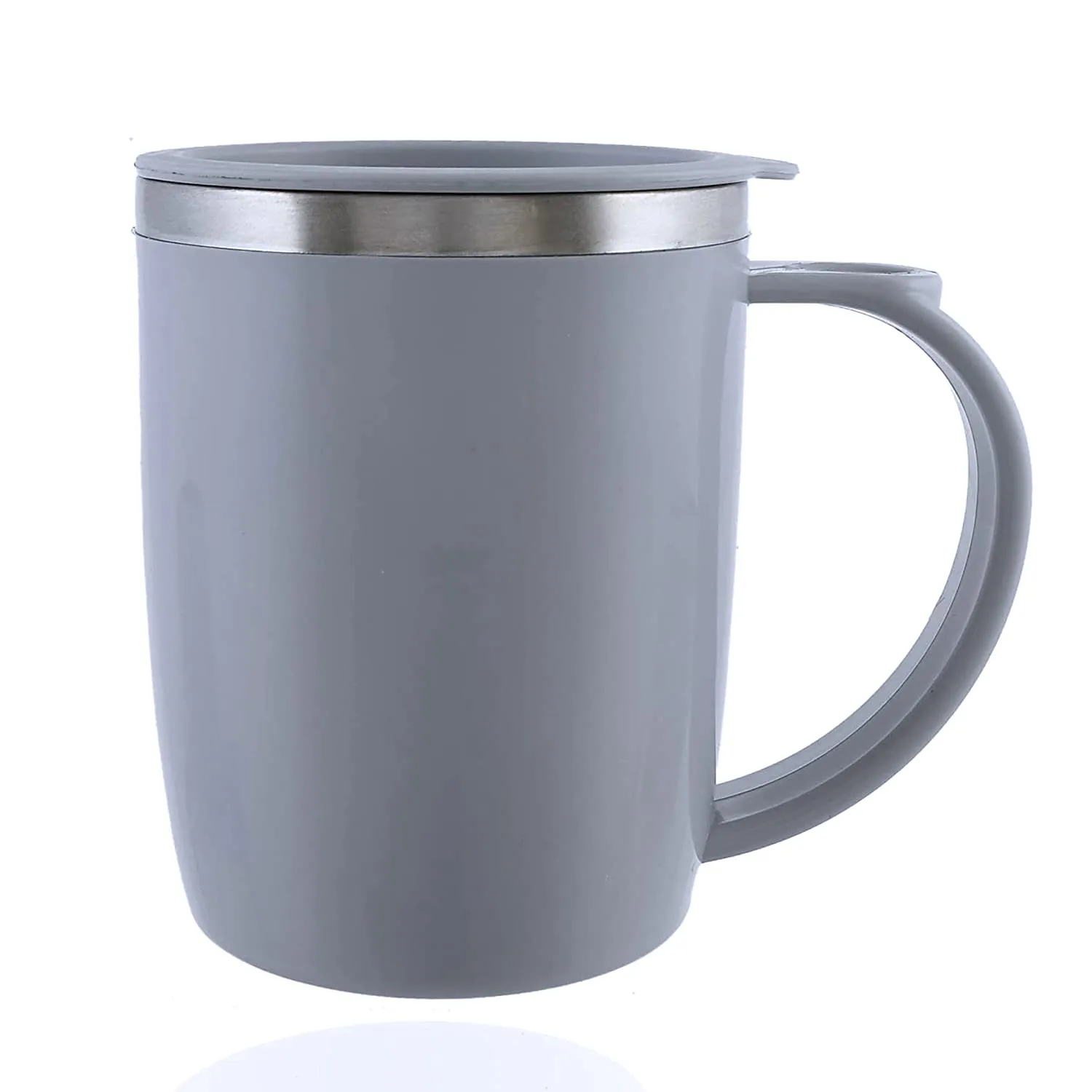 Kuber Industries Insulated BPA Free Plastic Coffee Mug with Lid, Pack of 2 (Grey & Cream)