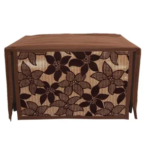 Kuber Industries Leaf Design Velvet Microwave Oven Cover - Brown, 20 LTR