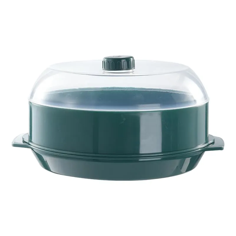 Kuber Industries Microwave Oven Steamer With Handle & Lid (1 Cover  1 Box  1 Base) | Green