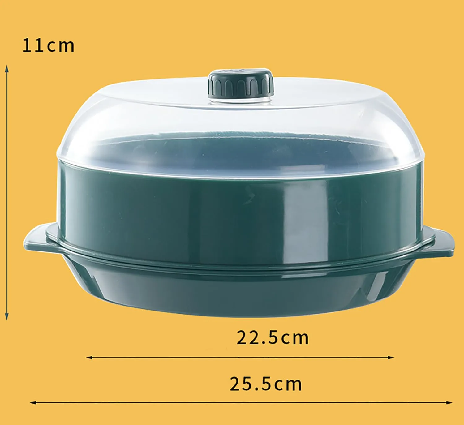 Kuber Industries Microwave Oven Steamer With Handle & Lid (1 Cover  1 Box  1 Base) | Green