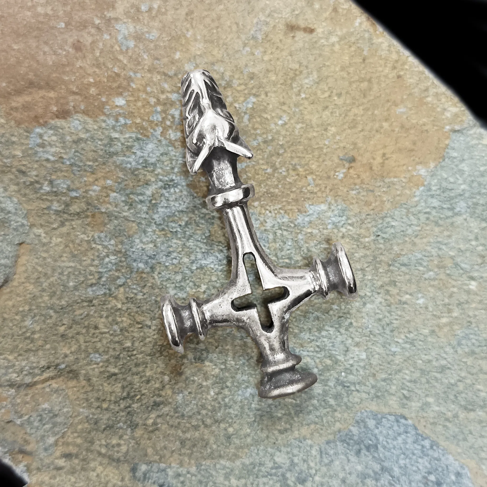 Large Icelandic Wolf Cross Hammer Replica Pendant