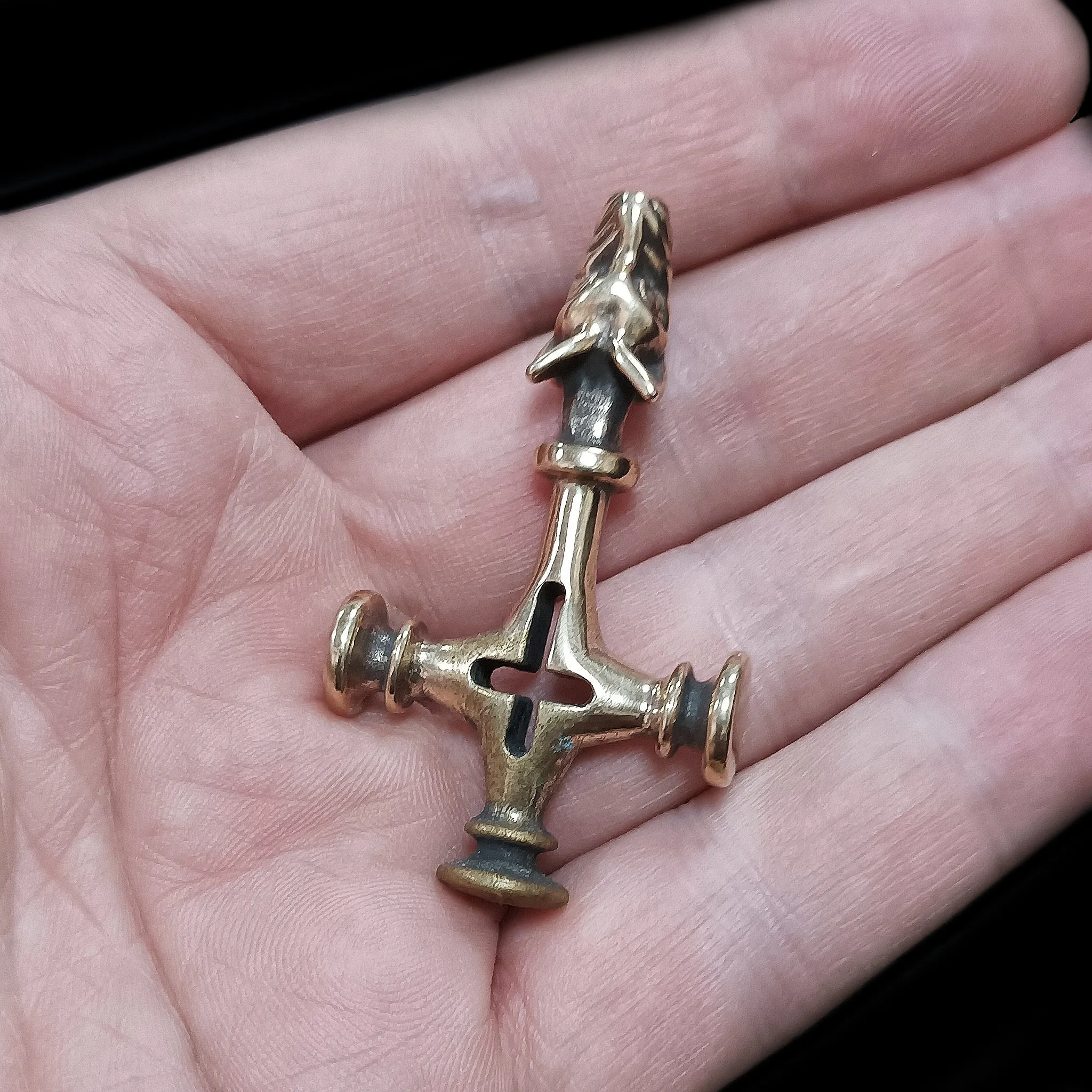 Large Icelandic Wolf Cross Hammer Replica Pendant