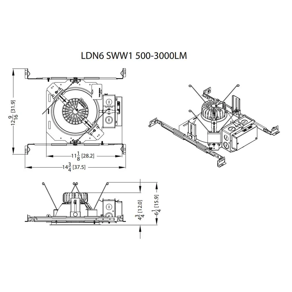 LDN6 Commercial LED Downlight With Battery Backup, 3800 Lumens, 30K|35K|40K|50K - Reflector Sold Separately