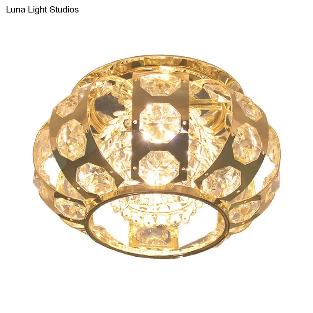 LED Gold Crystal Flushmount Light with Warm/White Light