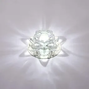 Lotus LED Crystal Spotlight: Modern Ceiling Fixture with Clear Crystal Flush Mount Lighting for Living Room