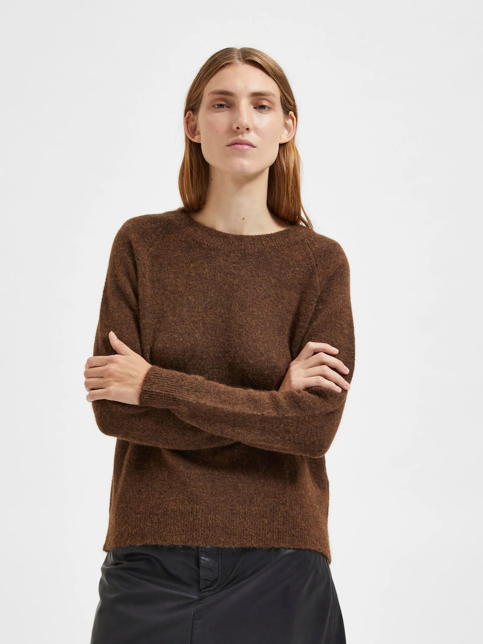 Lulu Ls Knit O-Neck - Carafe Melange