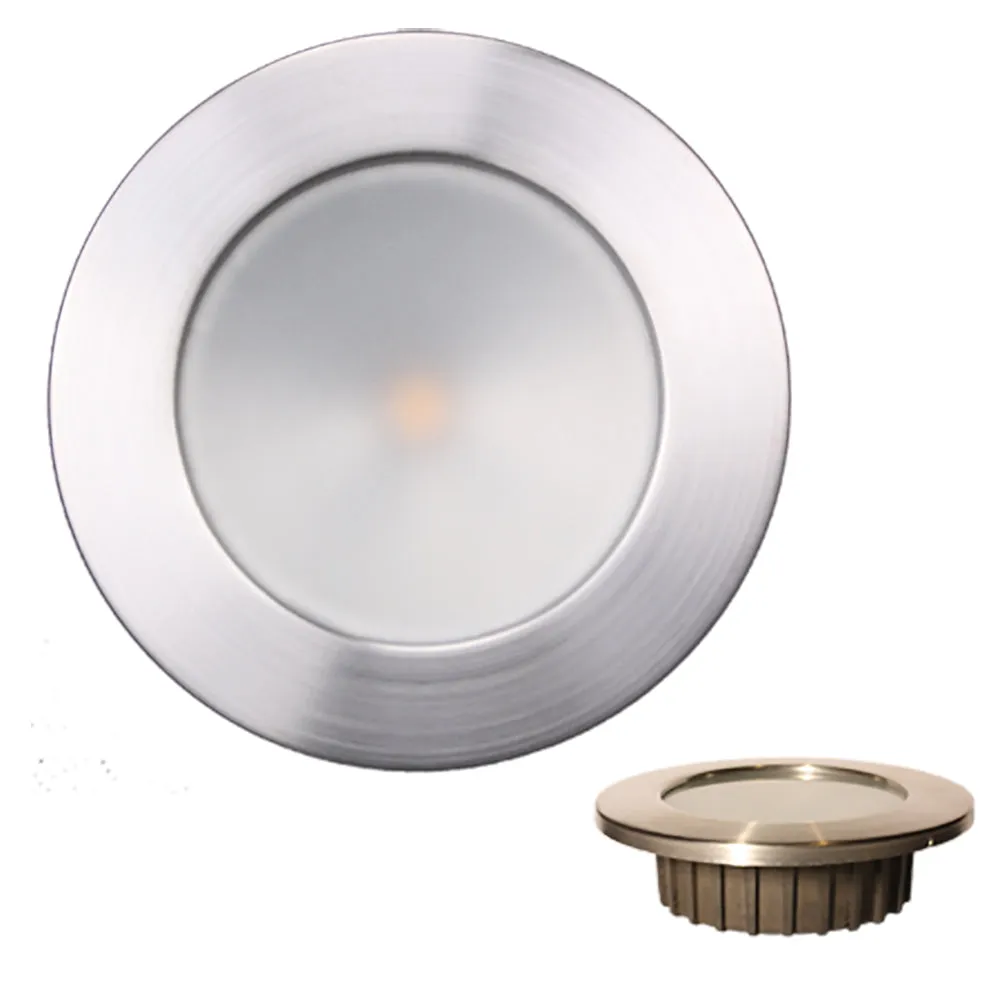 Lunasea ZERO EMI Recessed 3.5 LED Light - Warm White, Blue w/Brushed Stainless Steel Bezel - 12VDC [LLB-46WB-0A-BN]