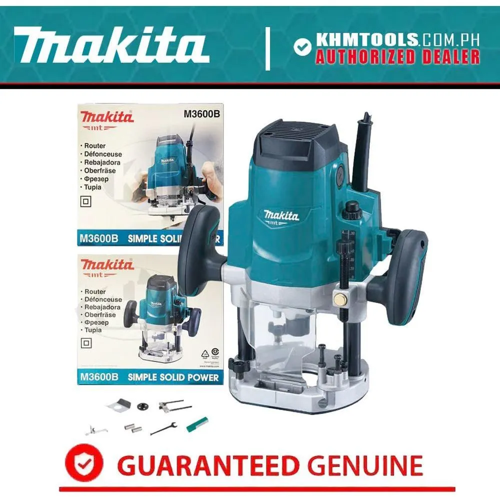 Makita MT M3600B Plunge Router (1/4"&1/2") 1,650W