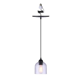 Matte Black Hammered Glass Instant Pendant Recessed Can Conversion Kit