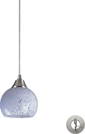 Mela 1 Light Pendant In Satin Nickel and Snow White - Includes Recessed Lighting Kit