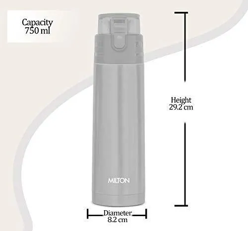 Milton Atlantis 900 Thermosteel Hot and Cold Water Bottle, 750 ml, Silver