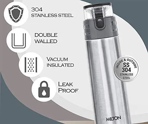 Milton Atlantis 900 Thermosteel Hot and Cold Water Bottle, 750 ml, Silver