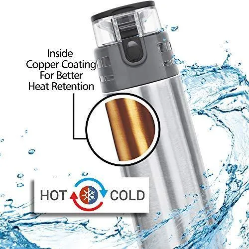 Milton Atlantis 900 Thermosteel Hot and Cold Water Bottle, 750 ml, Silver