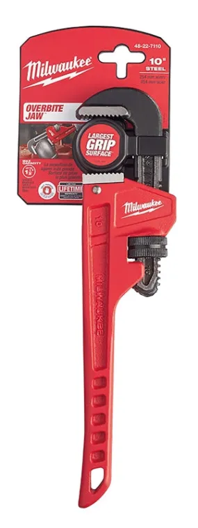 Milwaukee 48-22-7110 Pipe Wrench, 10 in L, Steel, Ergonomic Handle :CD: QUANTITY: 1