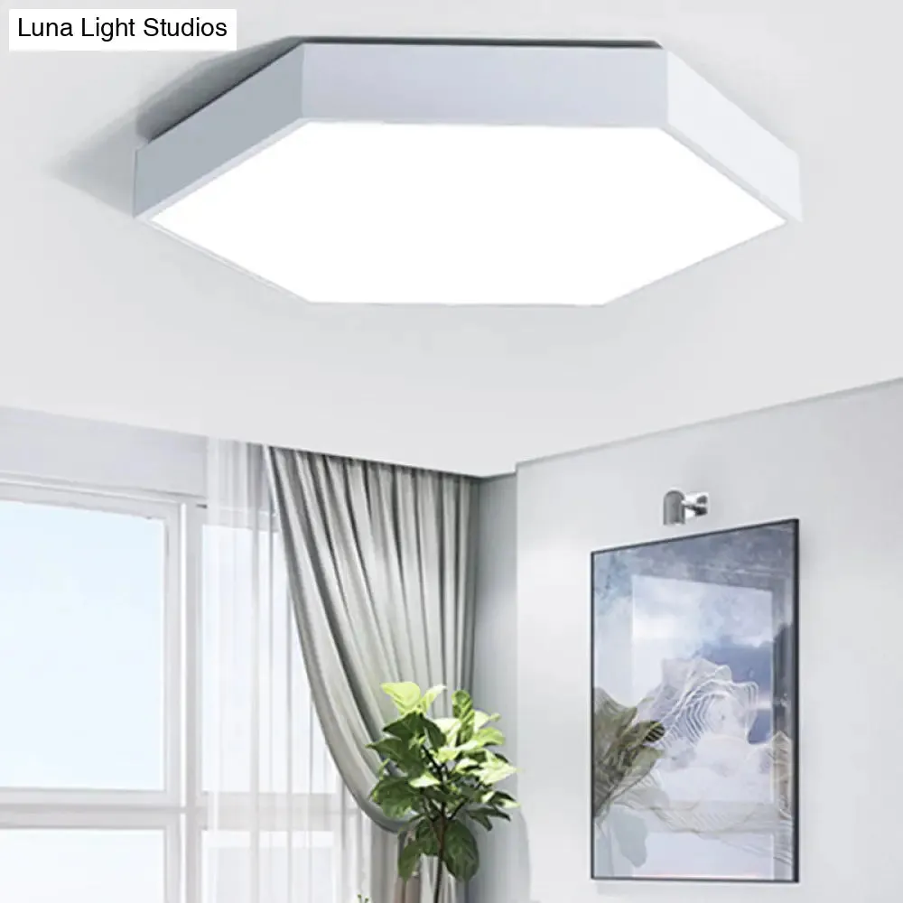 Minimalist Hexagonal Metal LED Flush Ceiling Light for Living Room