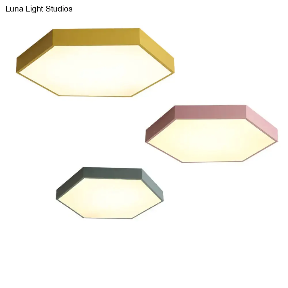 Minimalist Hexagonal Metal LED Flush Ceiling Light for Living Room