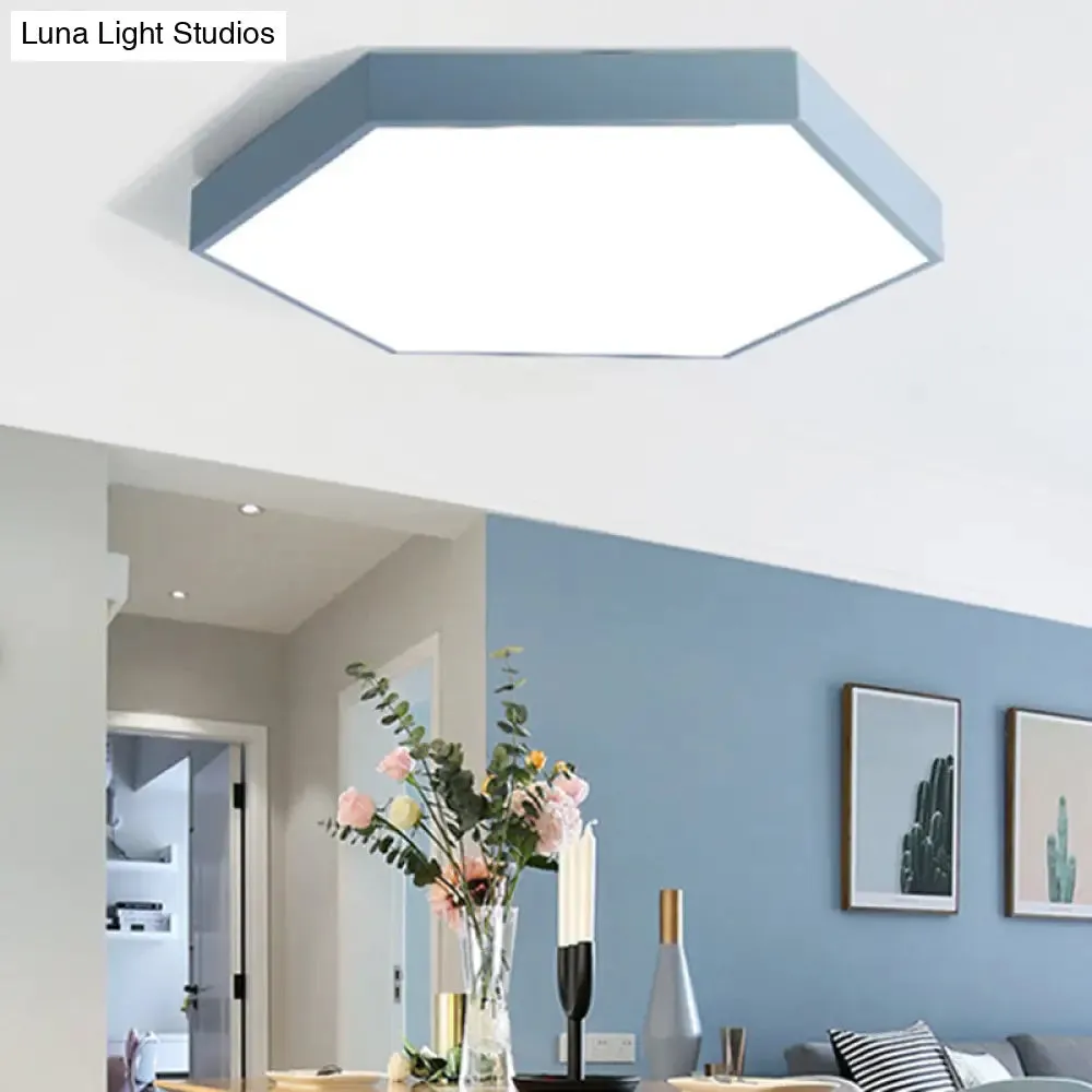 Minimalist Hexagonal Metal LED Flush Ceiling Light for Living Room