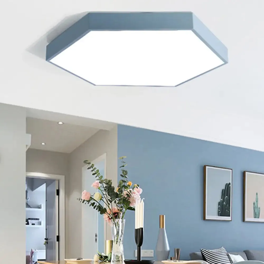 Minimalist Hexagonal Metal LED Flush Ceiling Light for Living Room