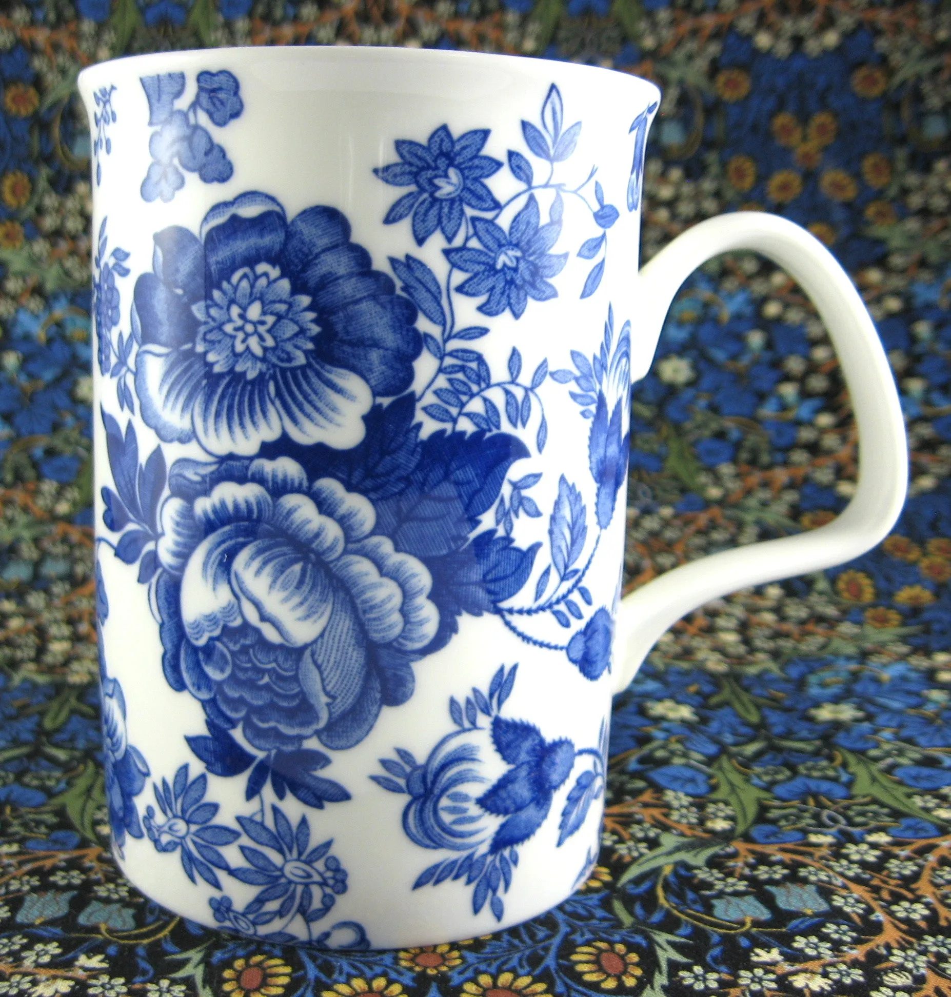 Mug Roy Kirkham Blue Victorian Chintz English Bone China Blue And White