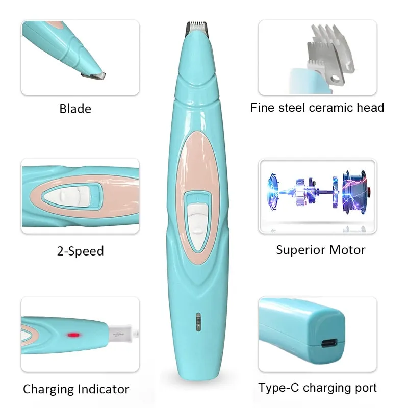 New Electric Dog Clippers ; Pet Foot Hair Trimmer Dog Grooming Shear; Butt /Ear Hair Cutter