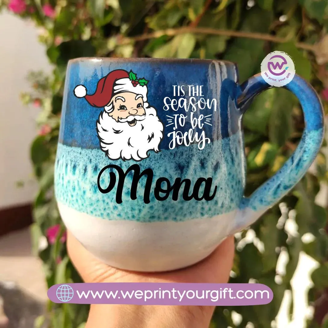 Ocean Handmade Pottery Mug-Christmas