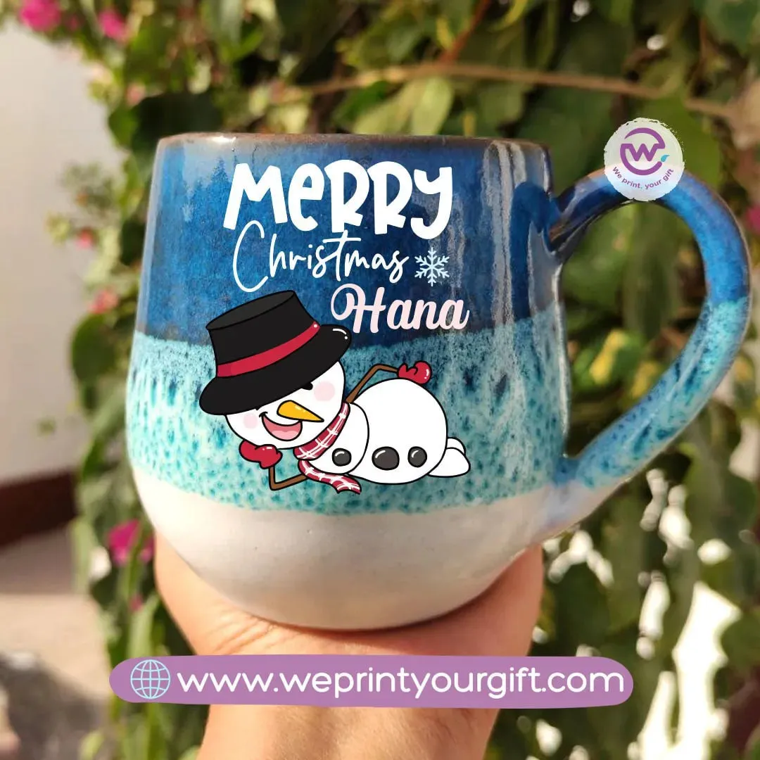 Ocean Handmade Pottery Mug-Christmas