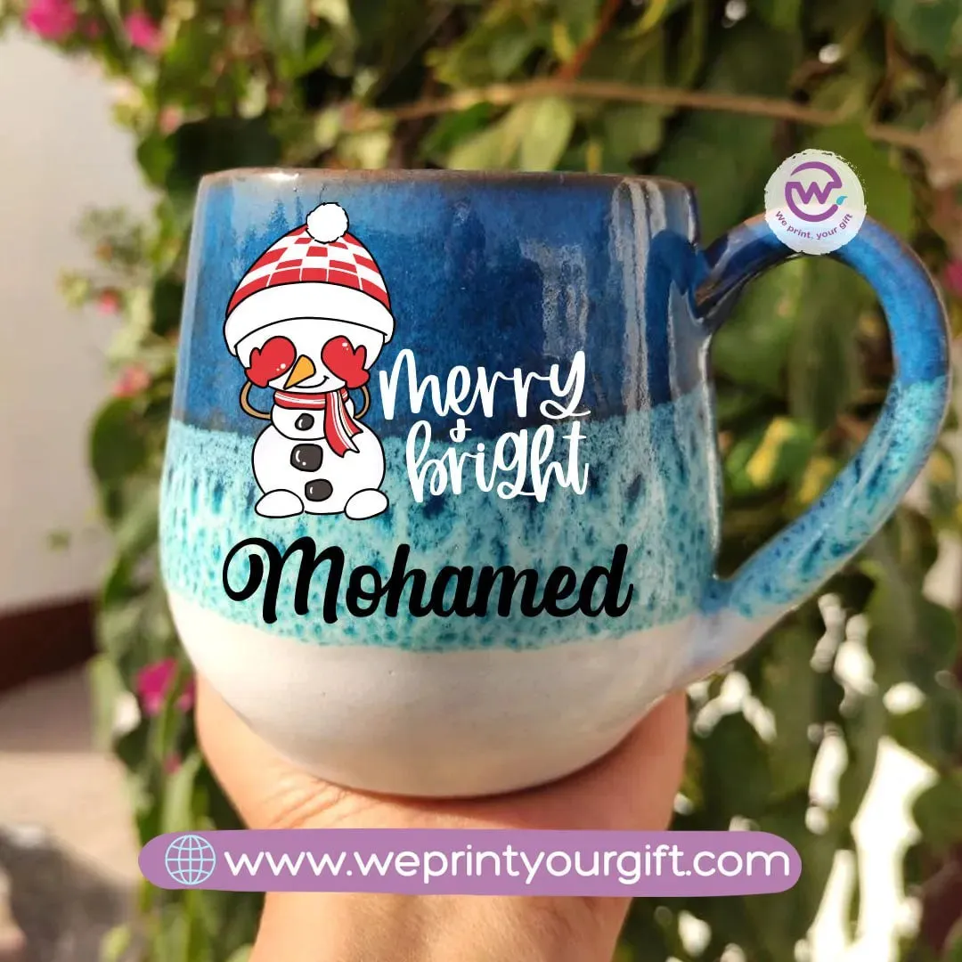 Ocean Handmade Pottery Mug-Christmas