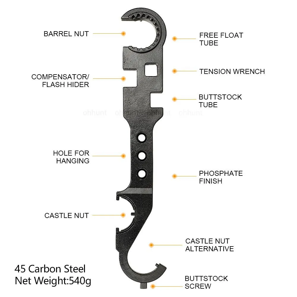 ohhunt® AR-15 Barrel Nut Wrench All-In-One Tool