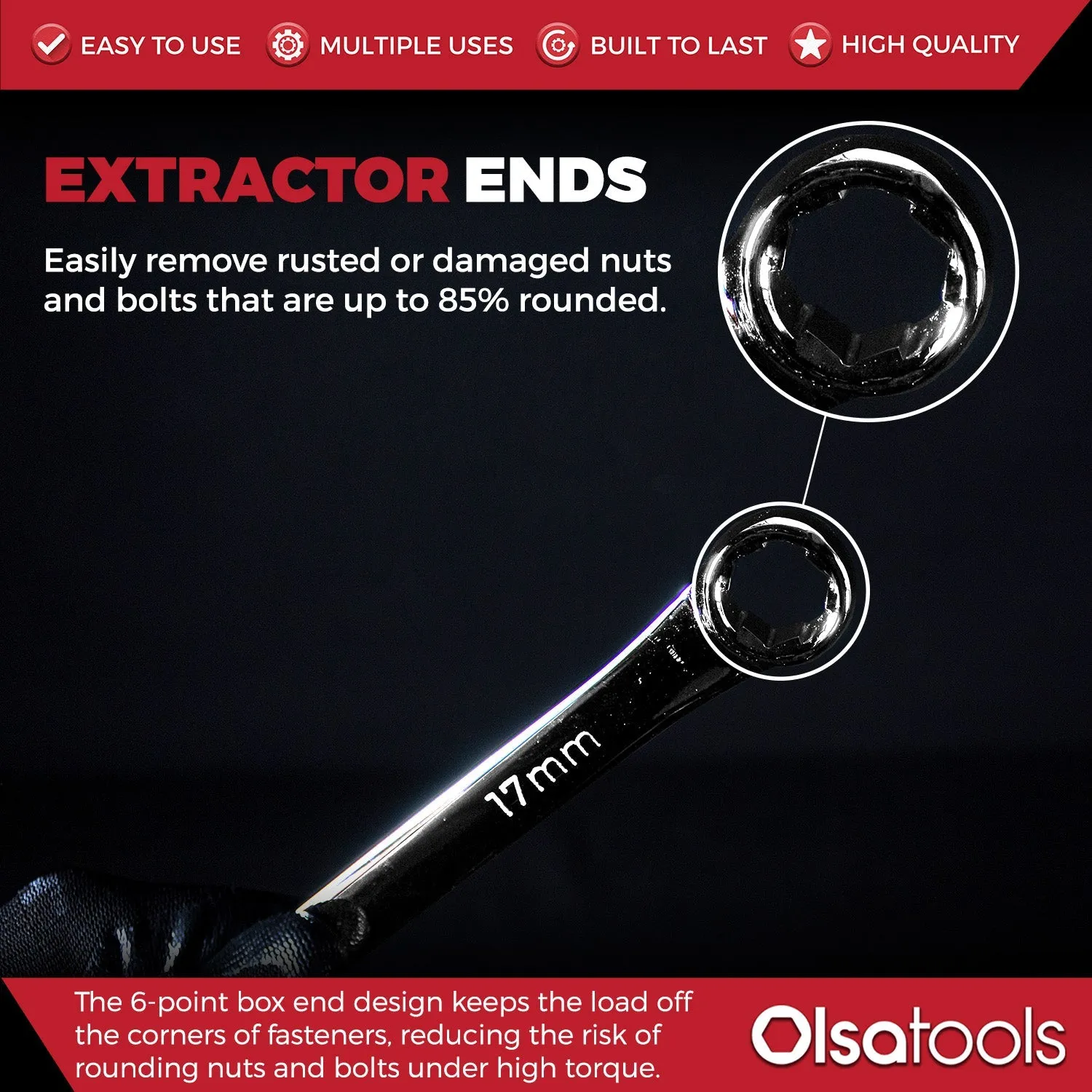 Olsa Tools Offset Bolt Extractor Wrench Set