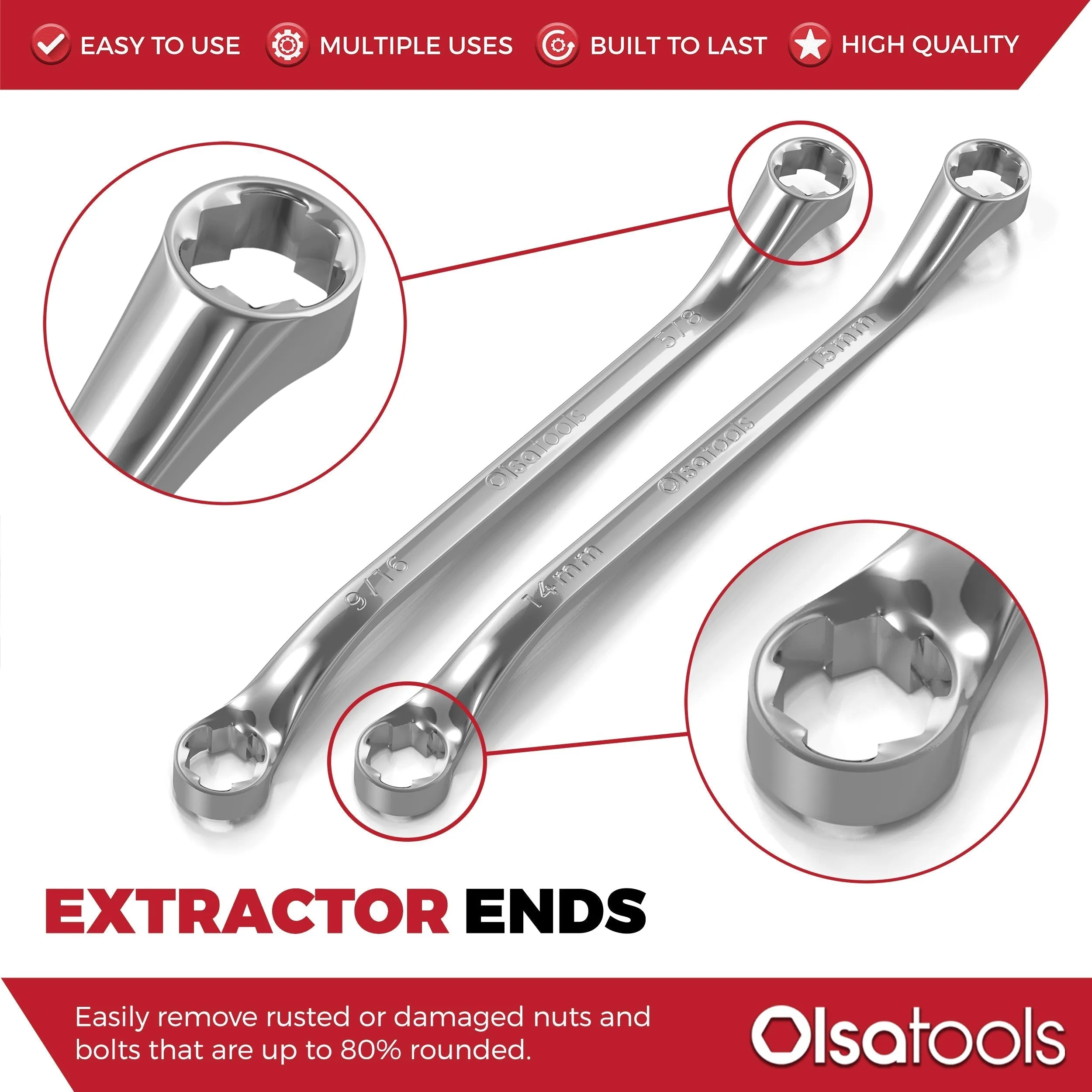 Olsa Tools Offset Bolt Extractor Wrench Set