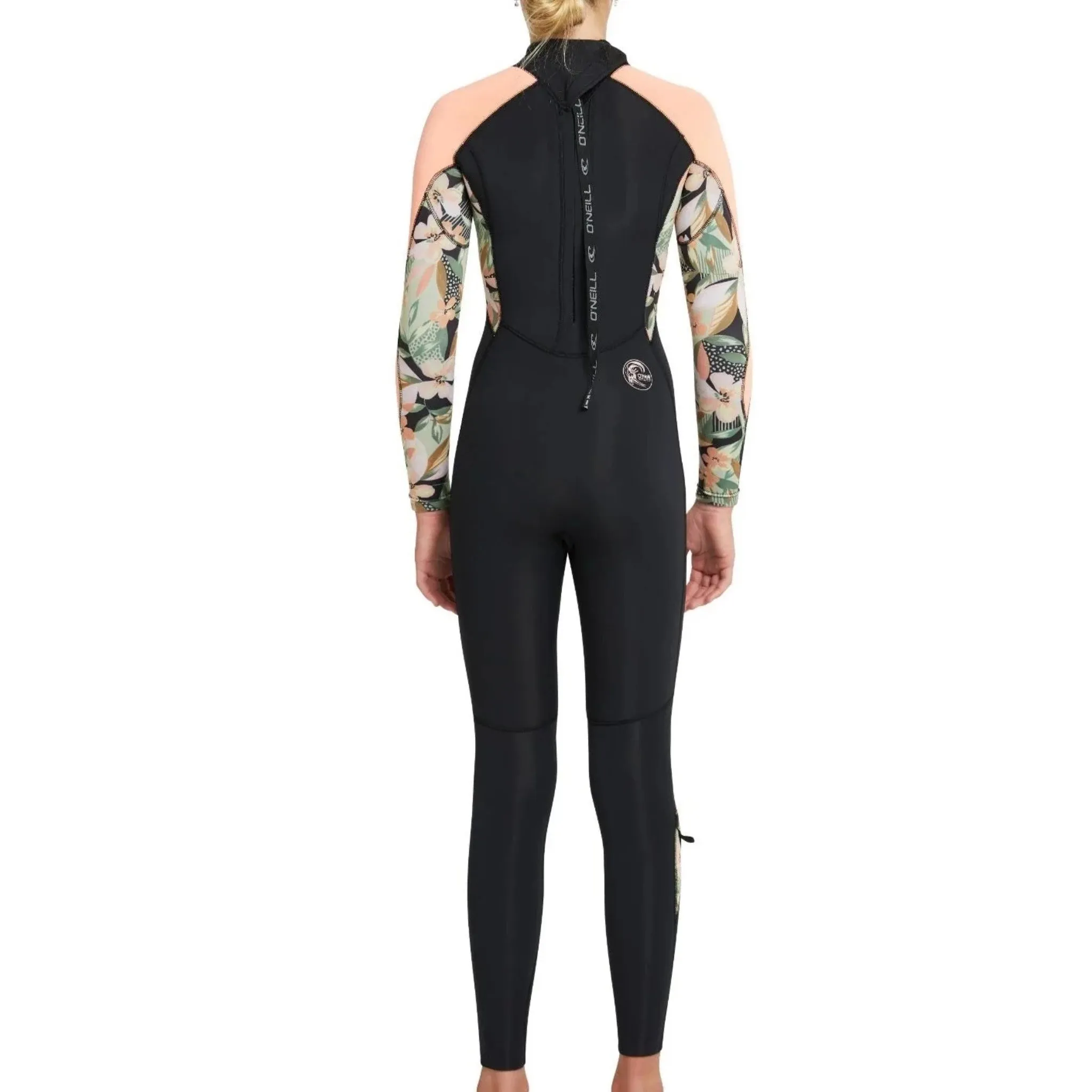 O'Neill Girl's Bahia 4/3mm Steamer Wetsuit - Black Wild Papaya