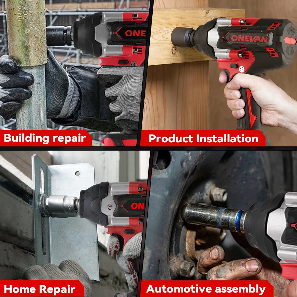 ONEVAN 1/2" 1800N·m Torque Brushless Cordless Impact Wrench | For Makita 18V Battery