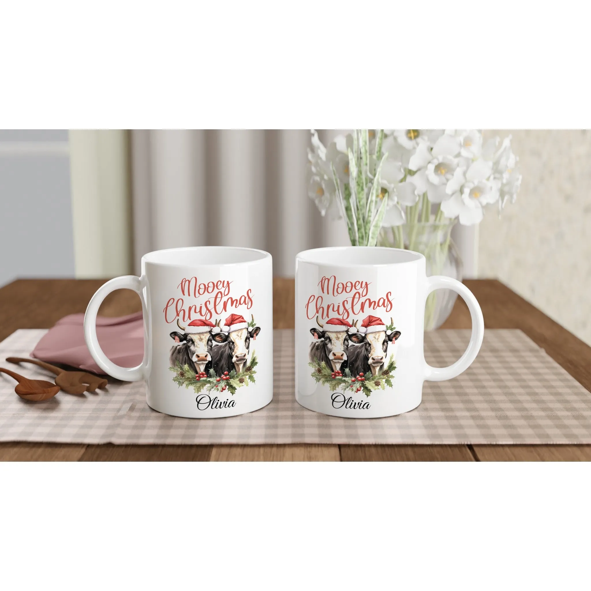 Personalised Christmas - Mooey Christmas White 11oz Ceramic Mug