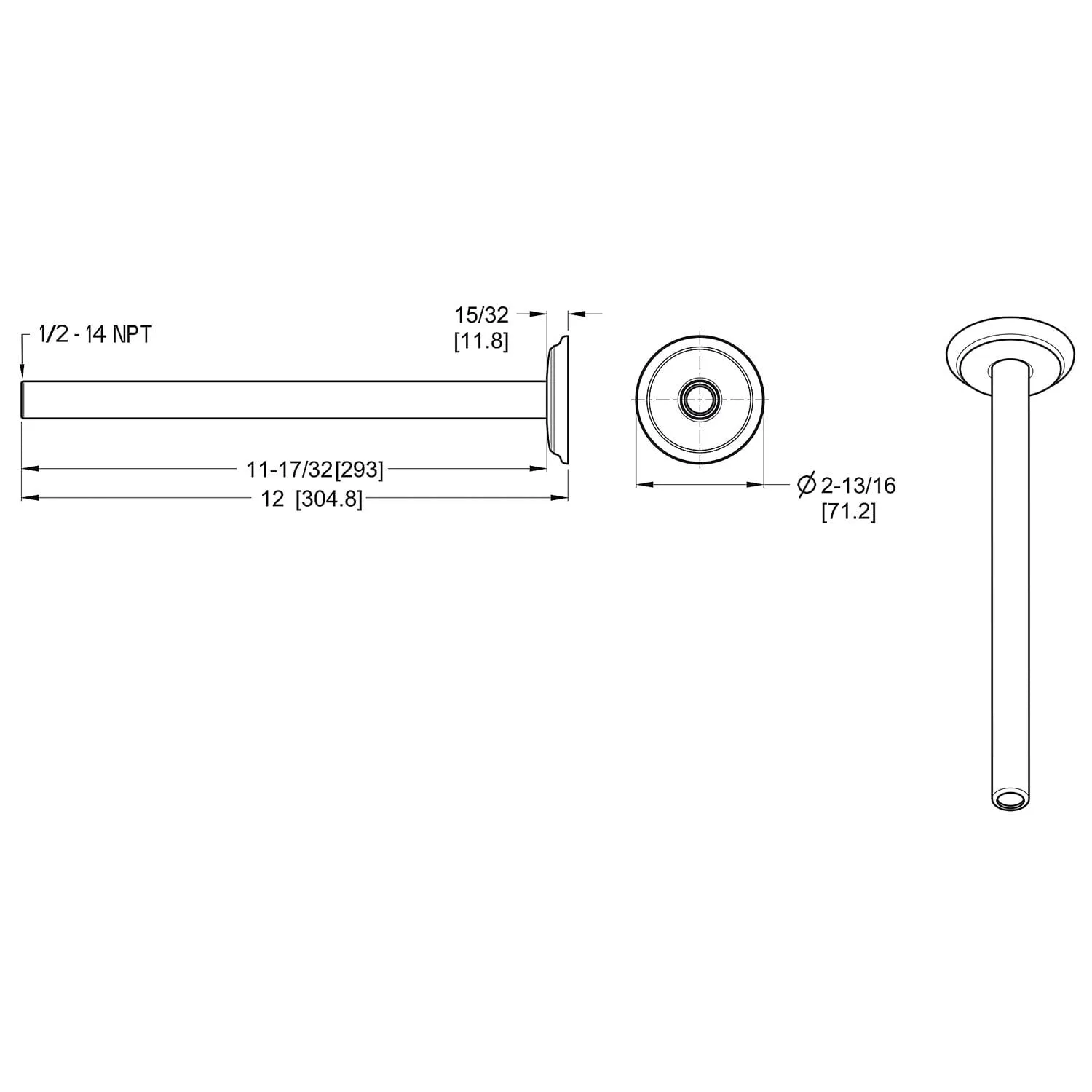 Pfister 12" Ceiling Mount Shower Arm and Flange - Brushed Gold