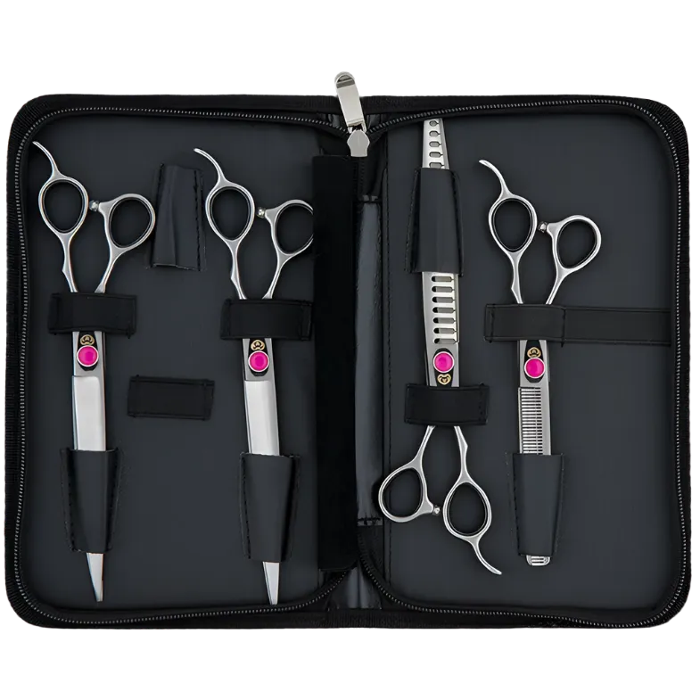 Pink 4 Grooming Shear Set in a Case by PetStore.Direct