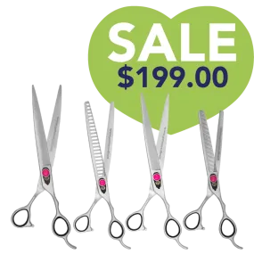 Pink 4 Grooming Shear Set in a Case by PetStore.Direct