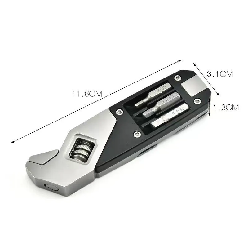 Pocket Adjustable Wrench Multitool Edc Gadget With Wrench Screwdriver Saw Blade For Handyman Repairing  Camping  Bicycling