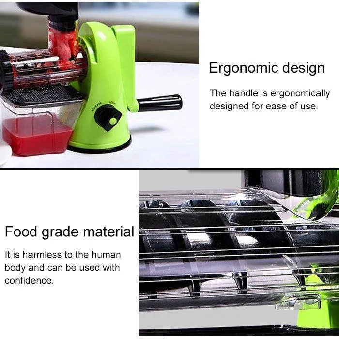 Portable Multifunction Manual Juicer for Home Use - Ideal for Apples, Oranges, and Wheatgrass