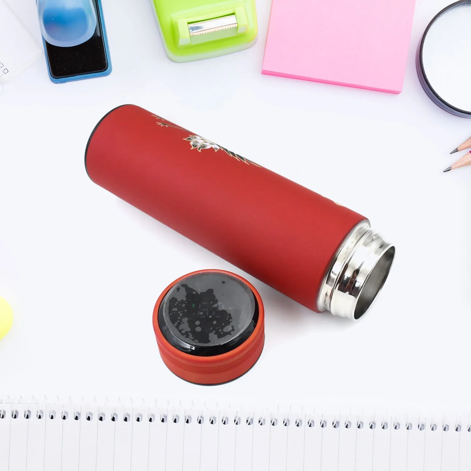 Printed Smart Vacuum Insulated Water Bottle with LED Temperature Display (1 Pc / 500 ML Approx / Multicolor)